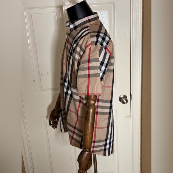 New Burberry Checked Shirt Men Beige XXL - Picture 3 of 12